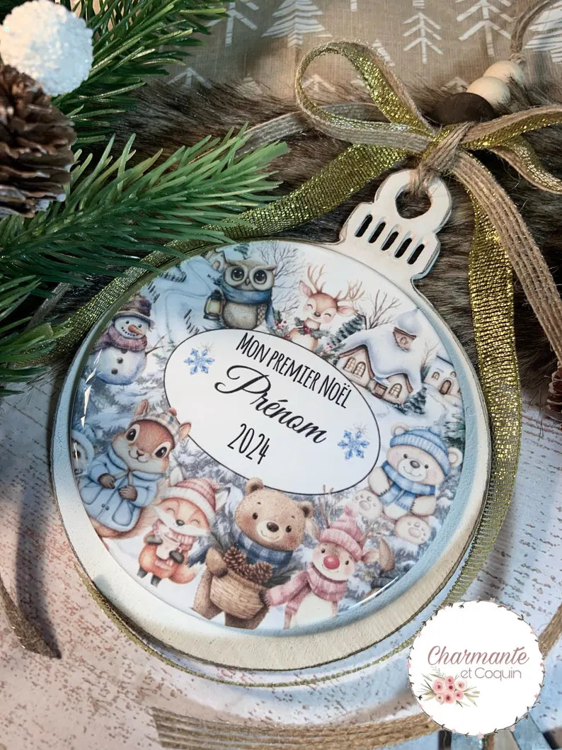 Ma première boule de Noël en bois de style rustique chic.