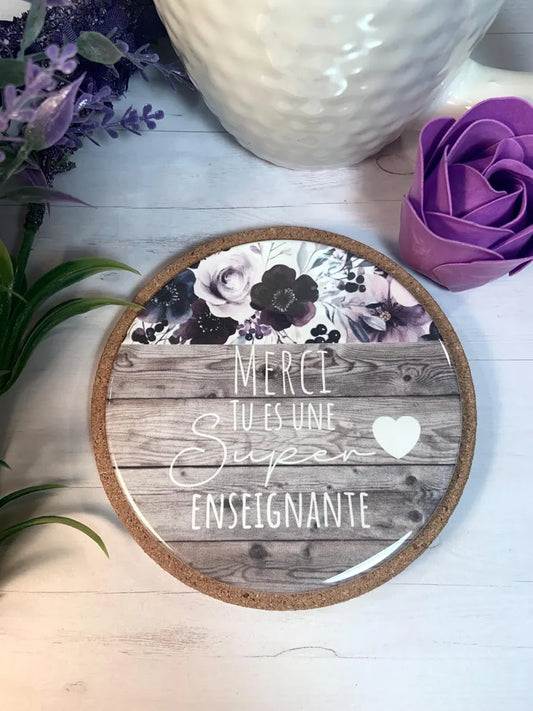 Sous-verre personnalisé cadeau pour enseignante. Cadeau professeur, cadeau remerciement