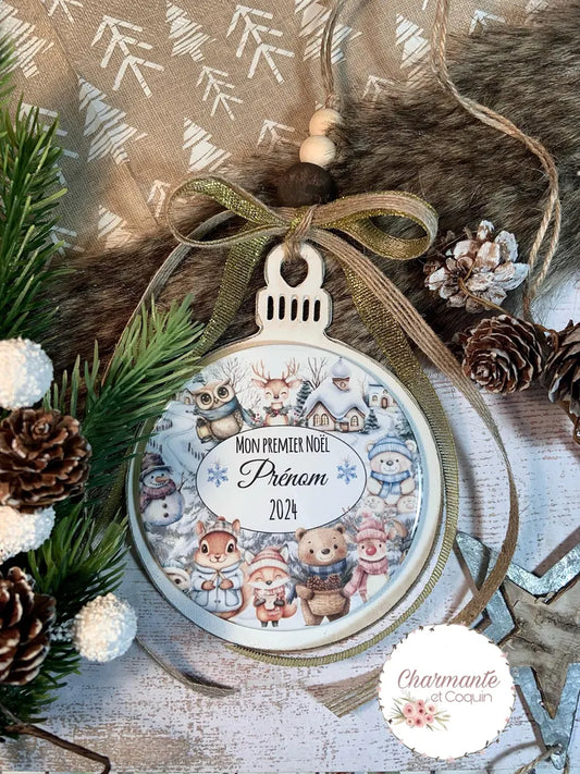 Ma première boule de Noël en bois de style rustique chic.