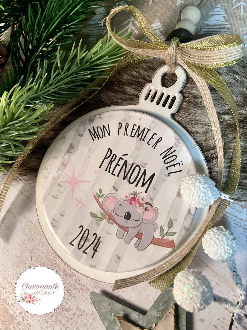 Ma première boule de Noël en bois de style rustique chic.