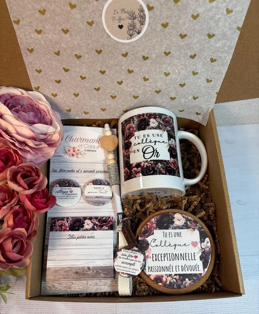 Boîte cadeau personnalisée , cadeau pour une collègue de travail.