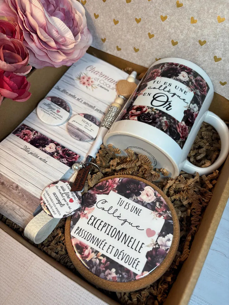 Boîte cadeau personnalisée , cadeau pour une collègue de travail.