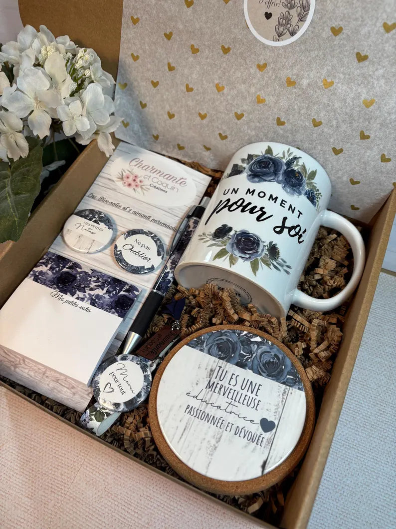 Boîte cadeaux personnalisés cadeaux pour éducatrice , cadeau remerciement éducatrice
