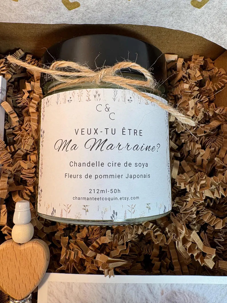 Charmante boîte cadeaux personnalisée cadeau pour une demande marraine.