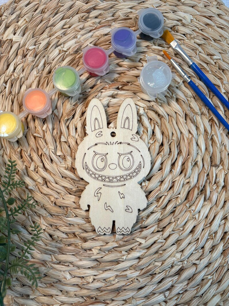Ensemble créatif peinture acrylique sur bois pour enfants thème Labubu