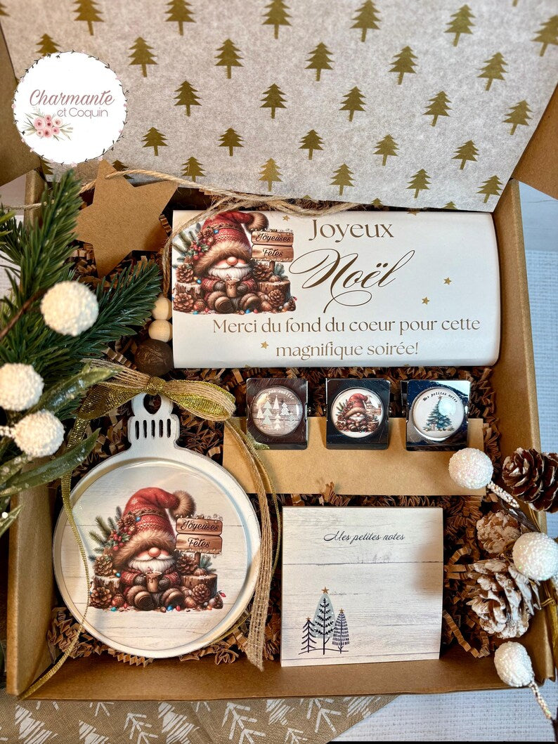 Boîte cadeaux de Noël personnalisée pour remercier l’hôtesse de la soirée ou avec votre citation personnalisée .Coffret cadeau