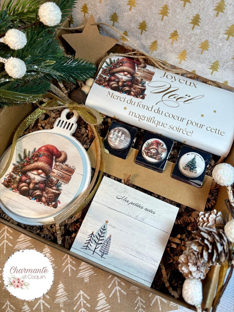 Boîte cadeaux de Noël personnalisée pour remercier l’hôtesse de la soirée ou avec votre citation personnalisée .Coffret cadeau