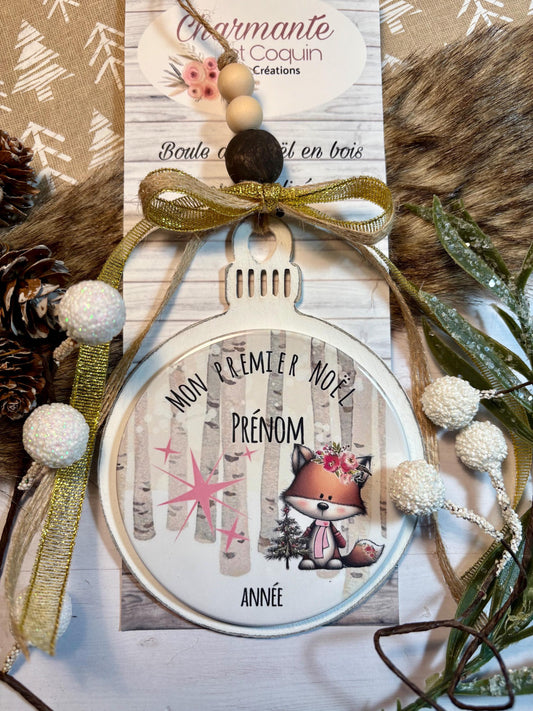 Ma première boule de Noël en bois de style rustique chic.