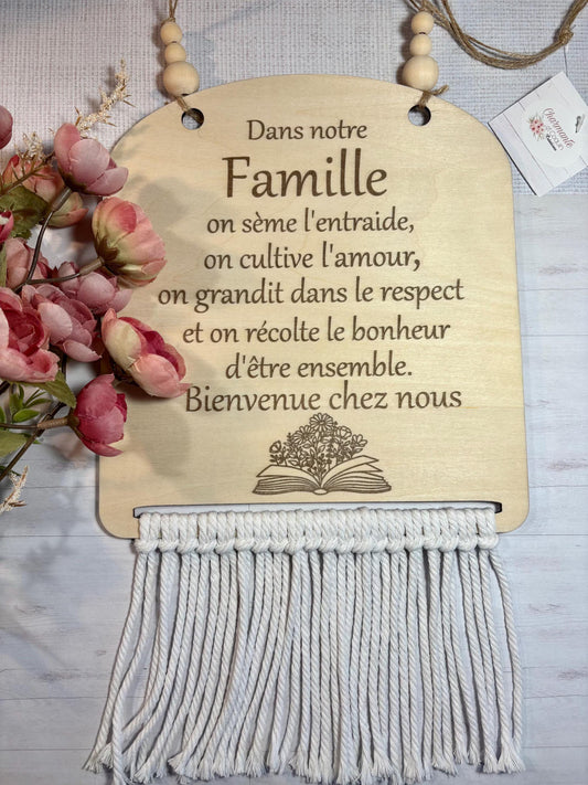 Fanion en bois personnalisé idée cadeau avec citation pour la famille