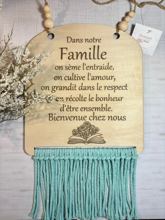 Fanion en bois personnalisé idée cadeau avec citation pour la famille